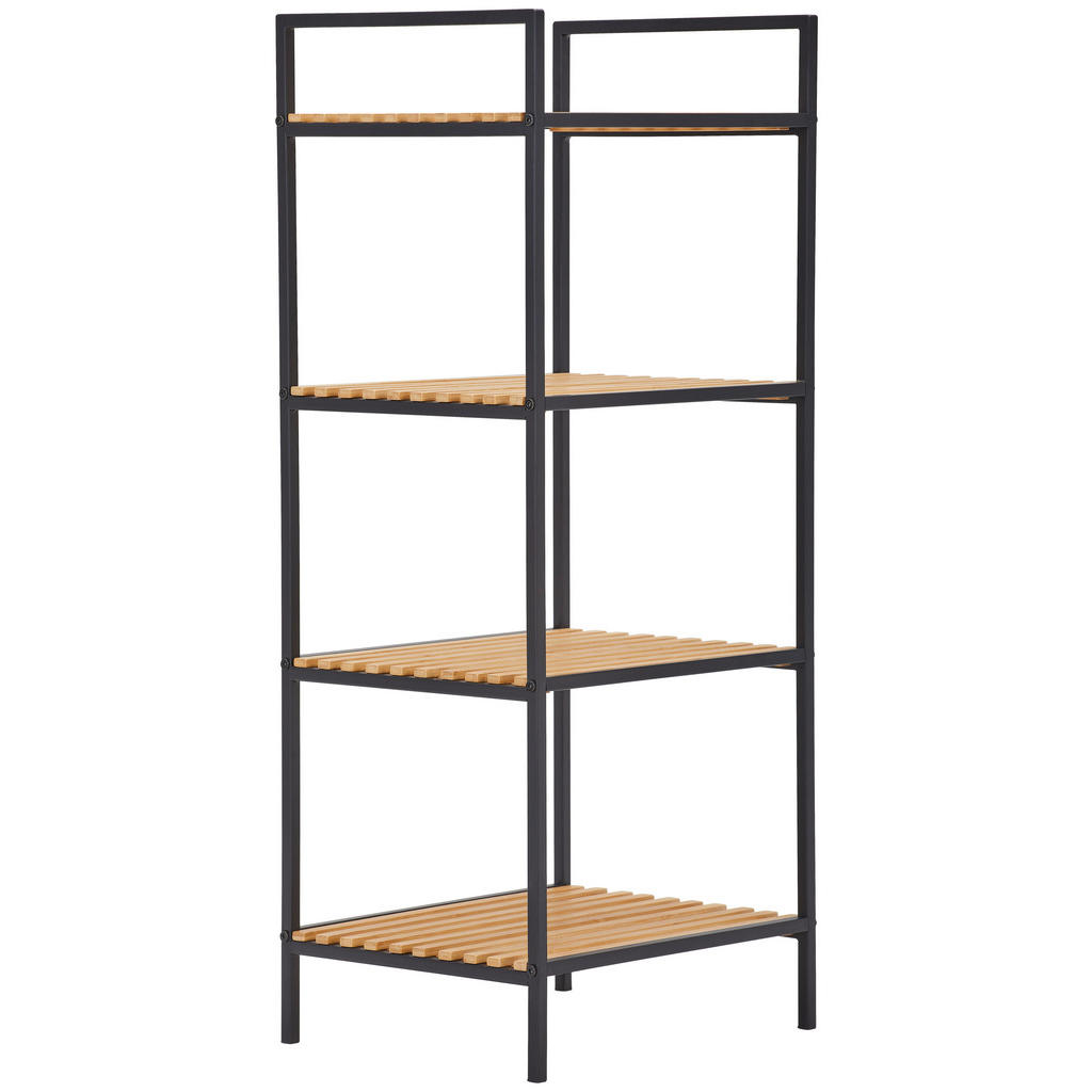 Xora REGÁL, hnědá, přírodní barvy, černá, železo, 39/95/32,5 cm