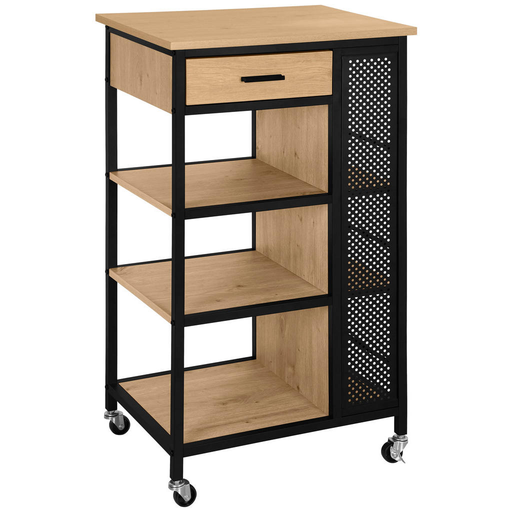 Xora SERVÍROVACÍ VOZÍK, přírodní barvy, černá, 50/37/91 cm