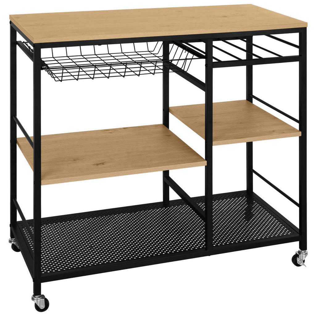 Xora SERVÍROVACÍ VOZÍK, přírodní barvy, černá, 86/40/86 cm