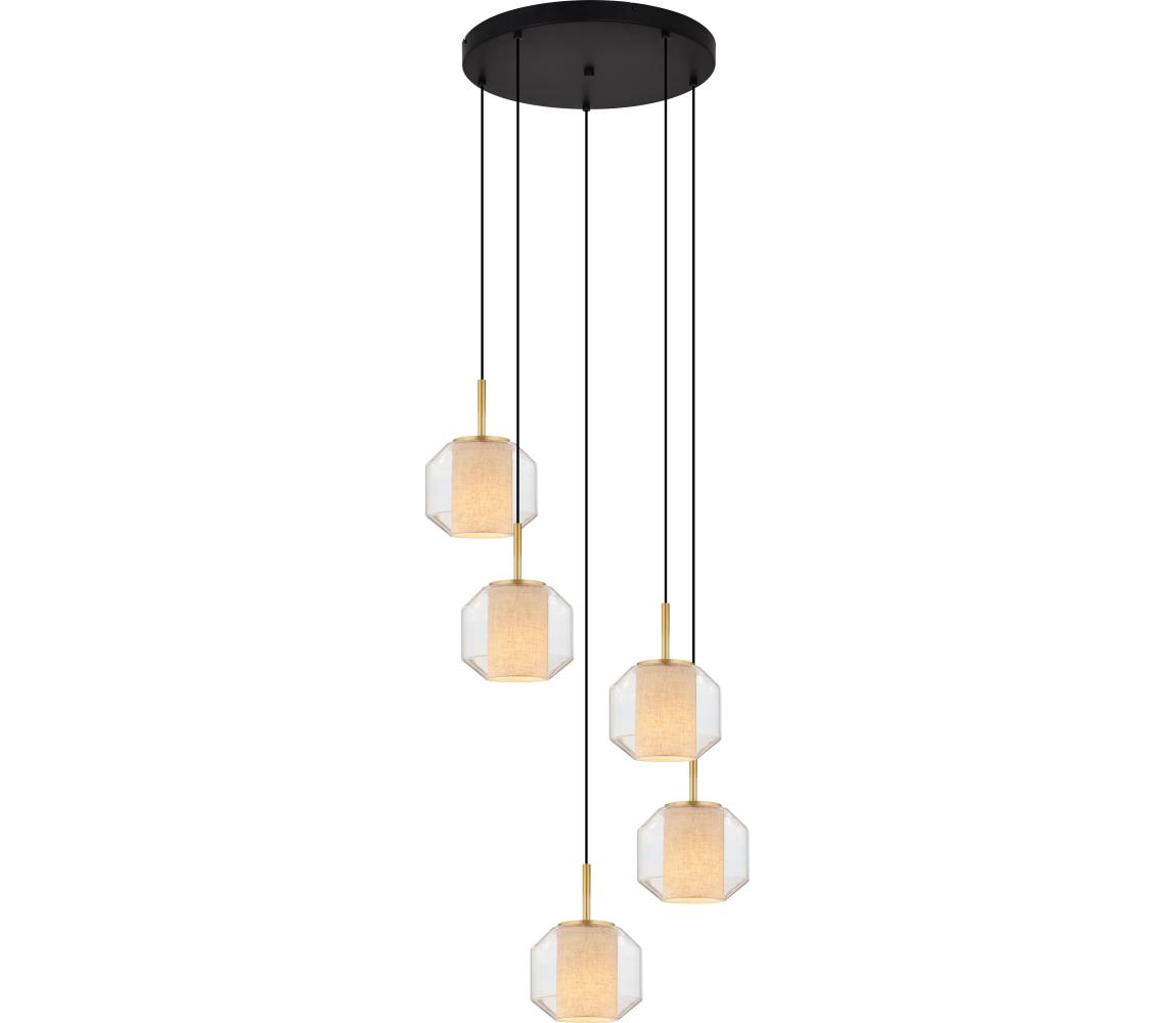 Zuma Line 003064-034743-Lustr na lanku SOLIX 5xE27/25W/230V pr.73 cm zlatá/černá 003064-034743
