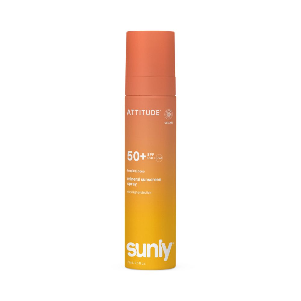 ATTITUDE Sunly Minerální opalovací krém ve spreji SPF 50+ s vůní tropického kokosu 75 ml