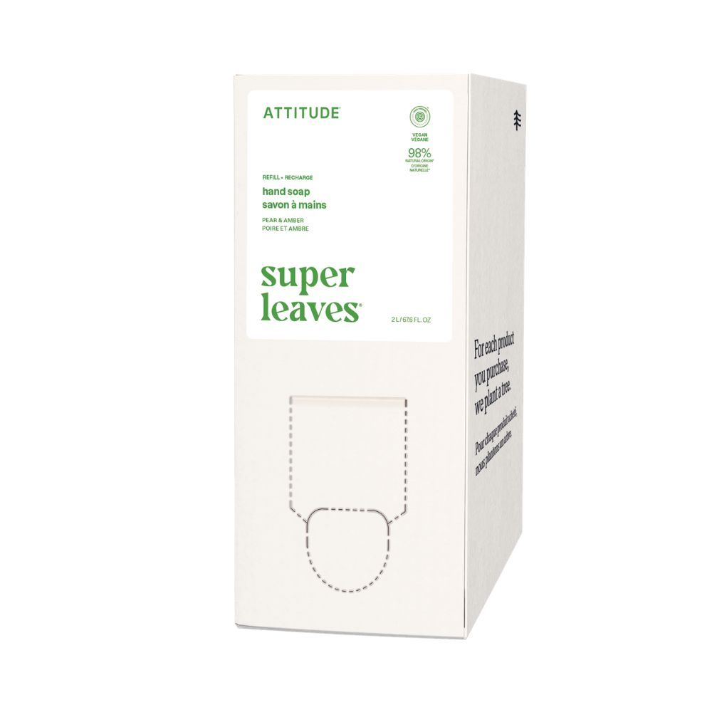 ATTITUDE Super leaves Mýdlo na ruce olivové listy vůně hruška a amber náhradní kanystr 2 l