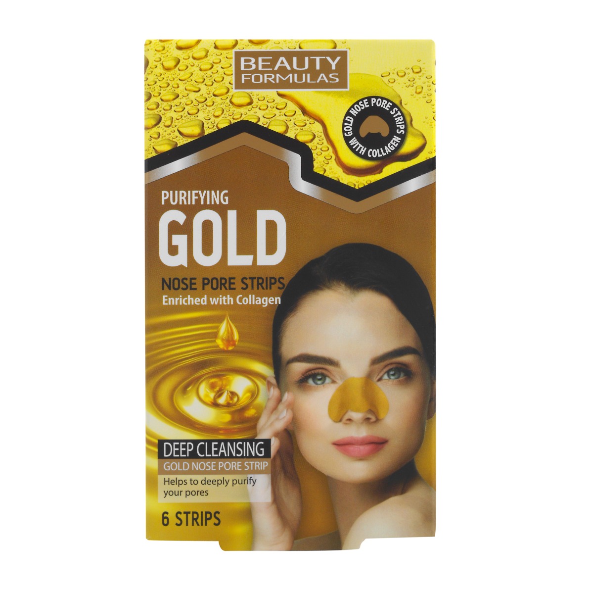 Beauty Formulas Zlaté čisticí pásky na nos 6 ks