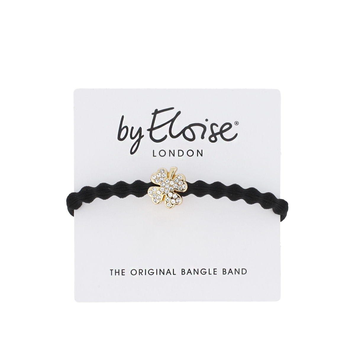 By Eloise London Gold Diamanté Clover Leaf Black (černá)