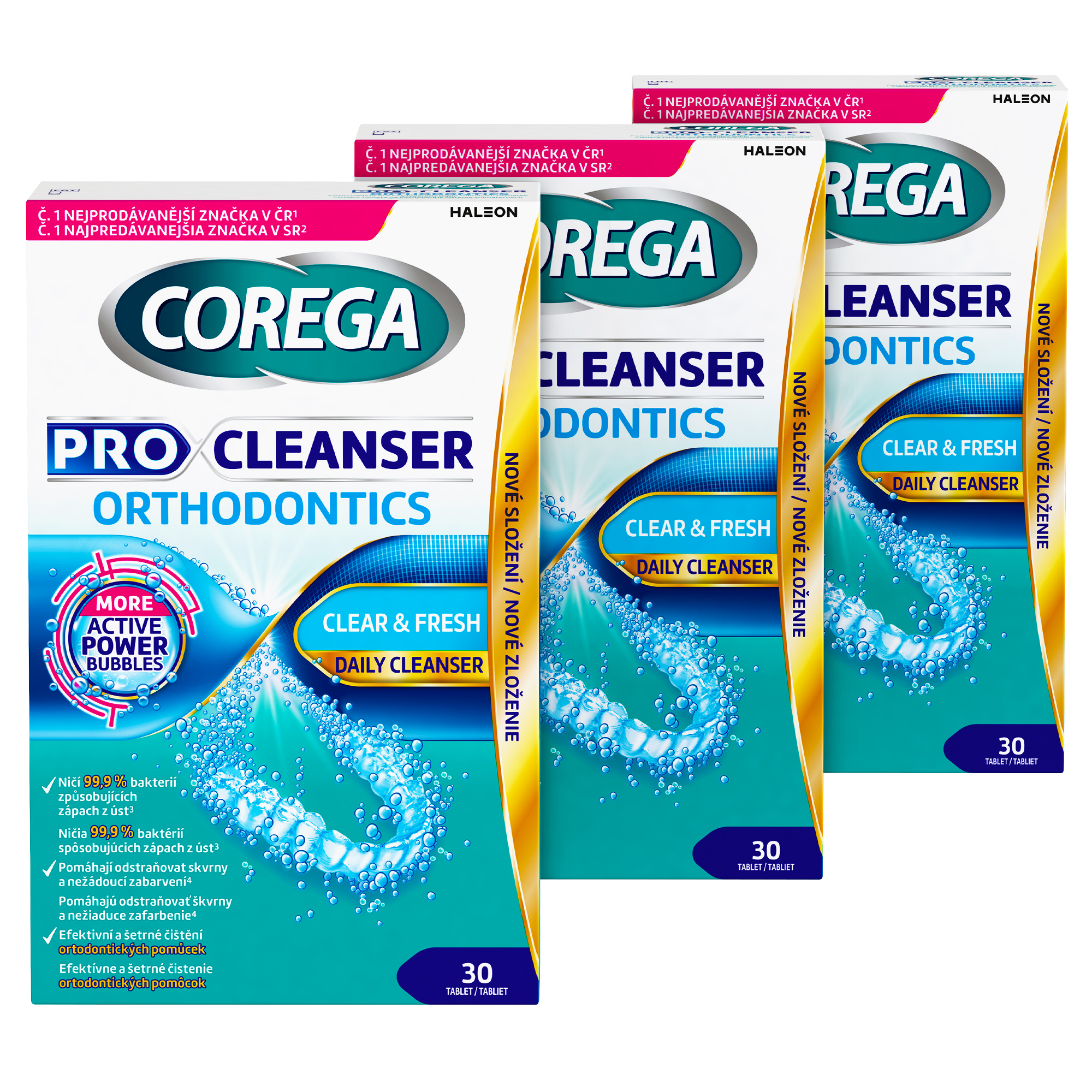 Corega Pro Cleanser Orthodontics čisticí tablety 3x30 ks