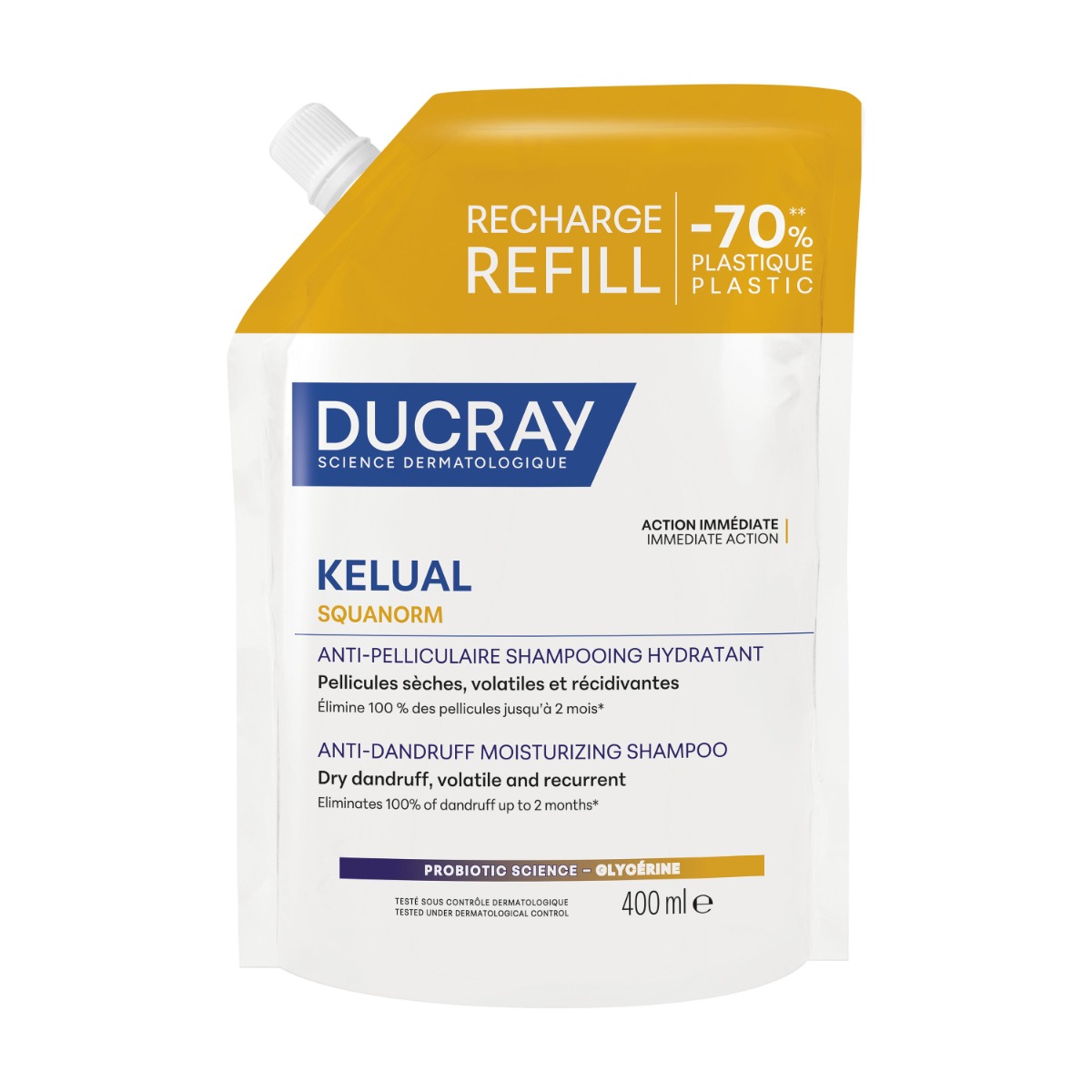 Ducray Kelual Squanorm Hydratační šampon na suché lupy náplň 400 ml