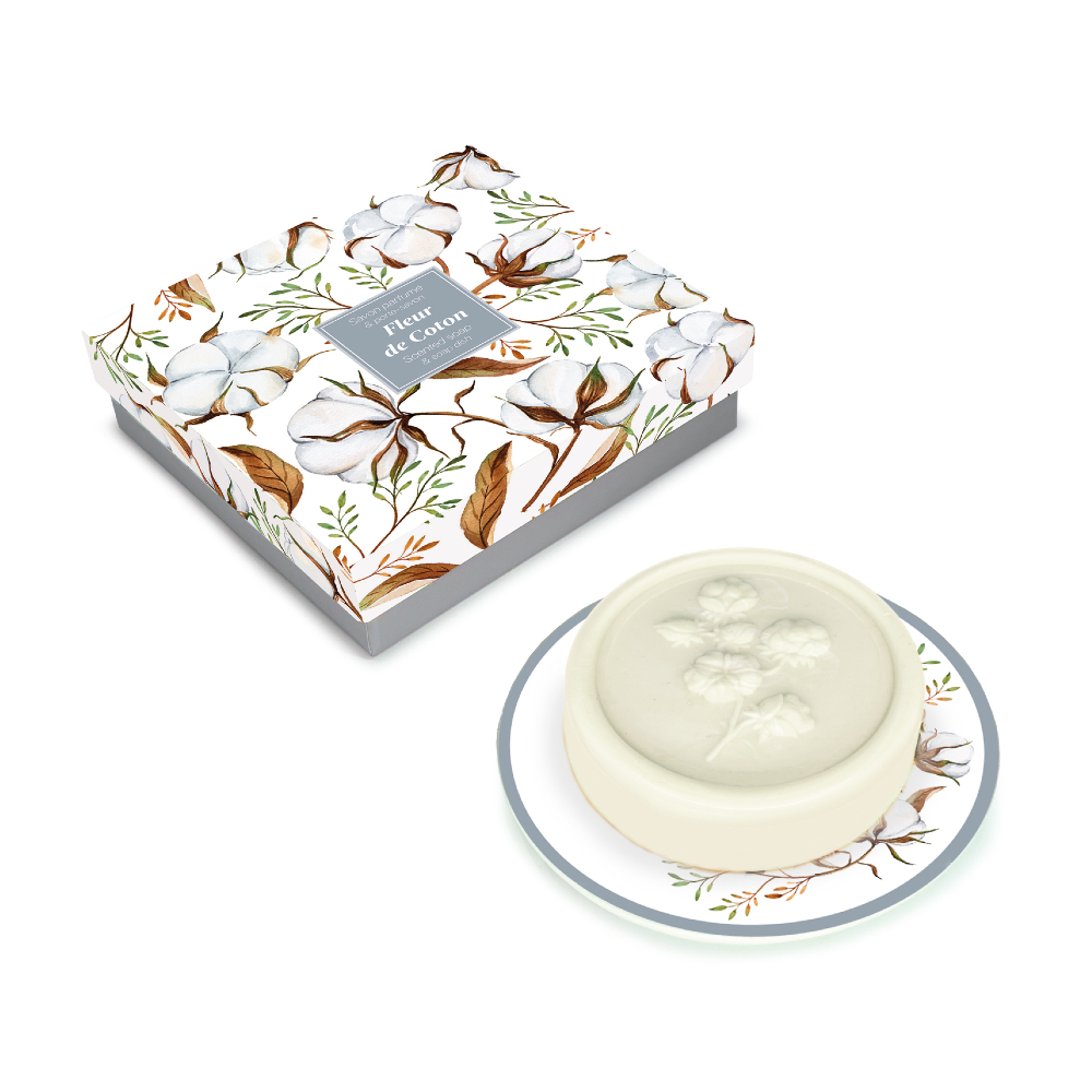 Esprit Provence Tuhé mýdlo s mýdlenkou Květ Bavlníku set 2 ks