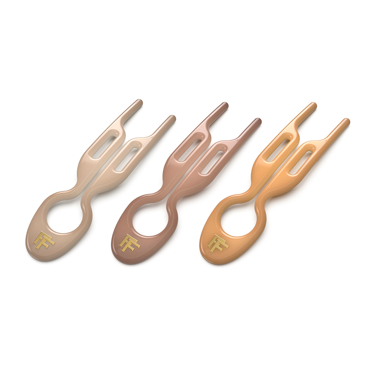 Fiona Franchimon Nº 1 Hairpin Paris Collection (Satin Sand, Smooth Caramel, Soft Beige) 3 ks Beige) 3 ks