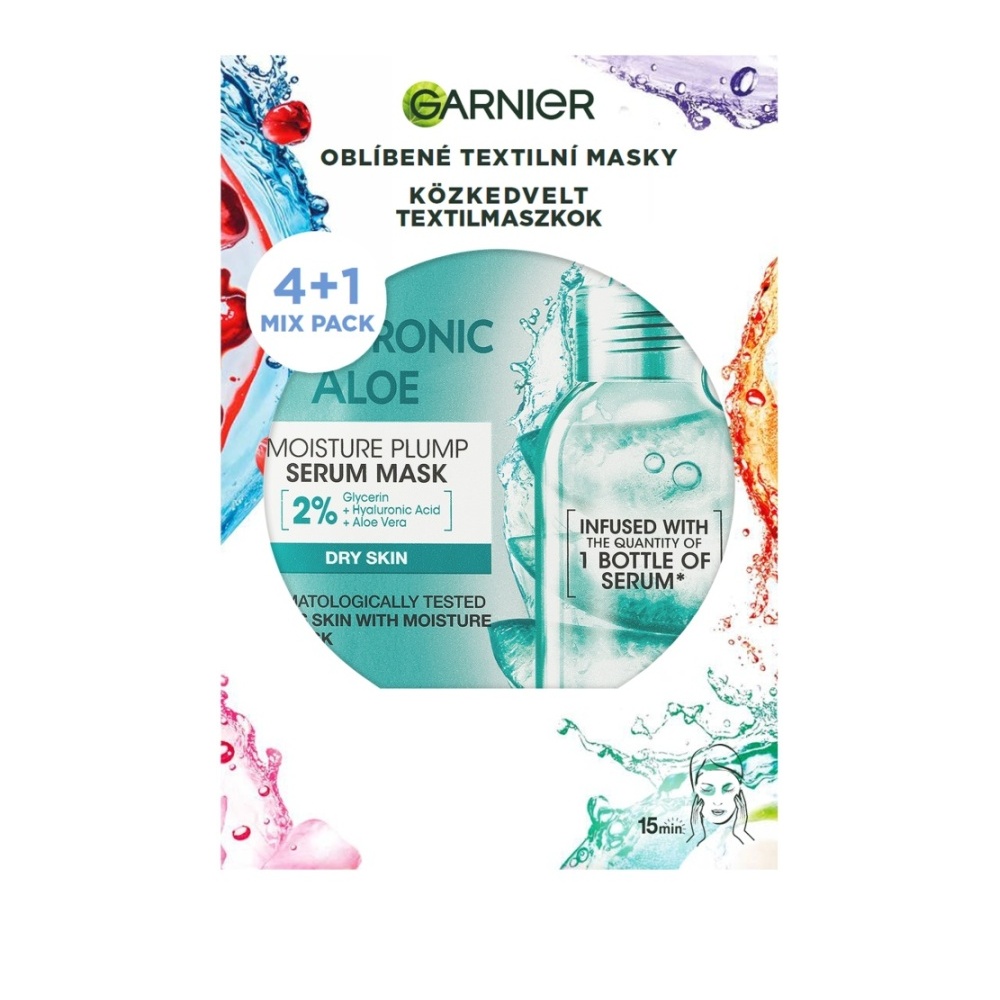 Garnier Skin Naturals Sheet Mask mix textilních masek 4+1 ks mutipack