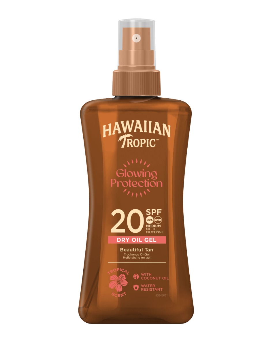 Hawaiian Tropic Glowing Protection SPF20 suchý olejový gel na opalování 200 ml
