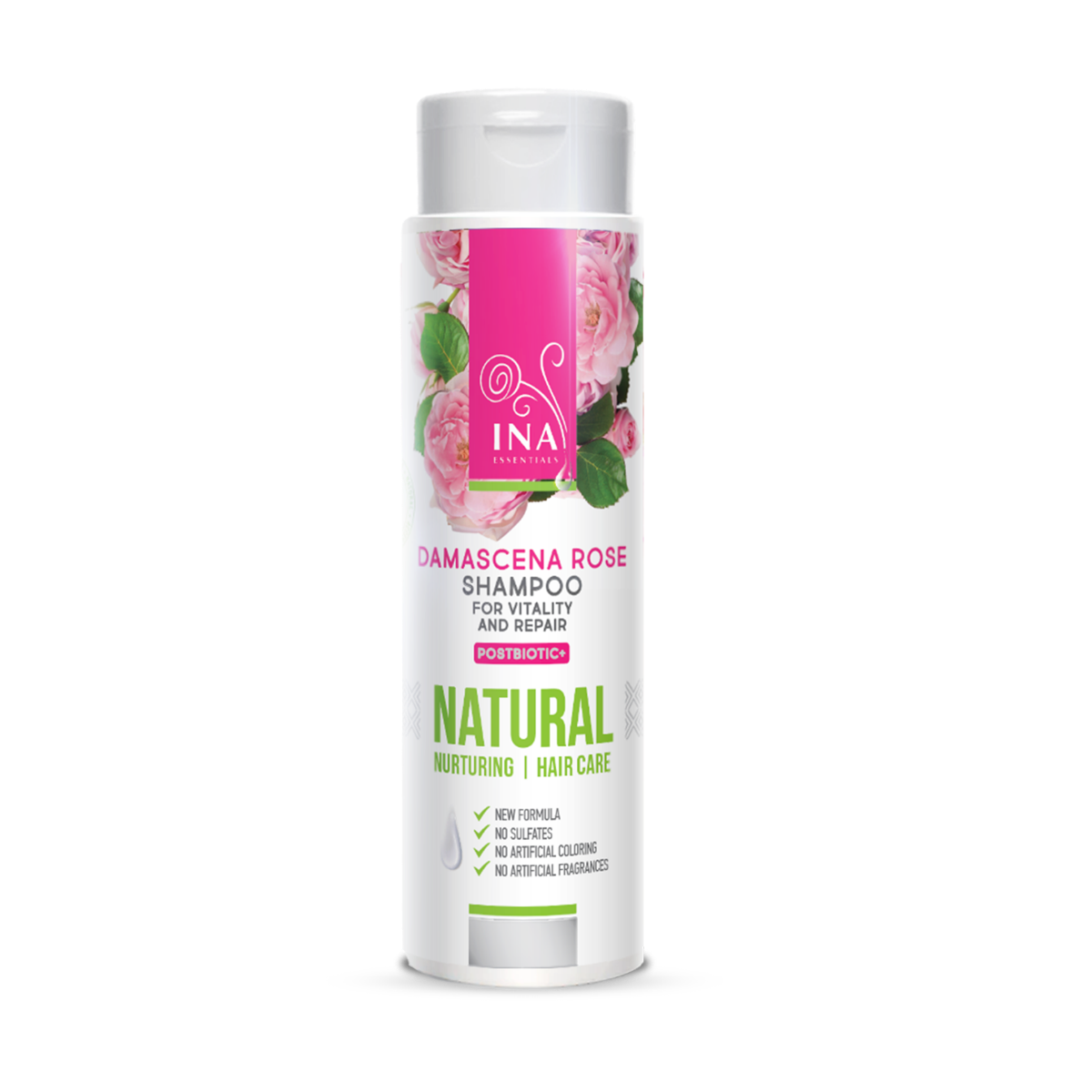 InaEssentials Přírodní růžový šampon na suché a poškozené vlasy 200 ml