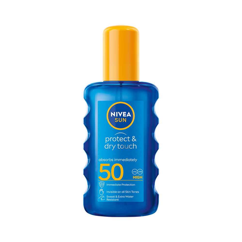 Nivea SUN Protect & Dry Touch OF50 neviditelný sprej na opalování 200 ml