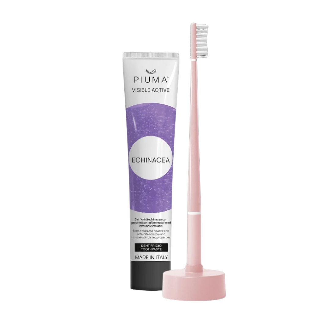 Piuma Dárkový set na péči o zuby s echinaceou 4 ks Baby Pink