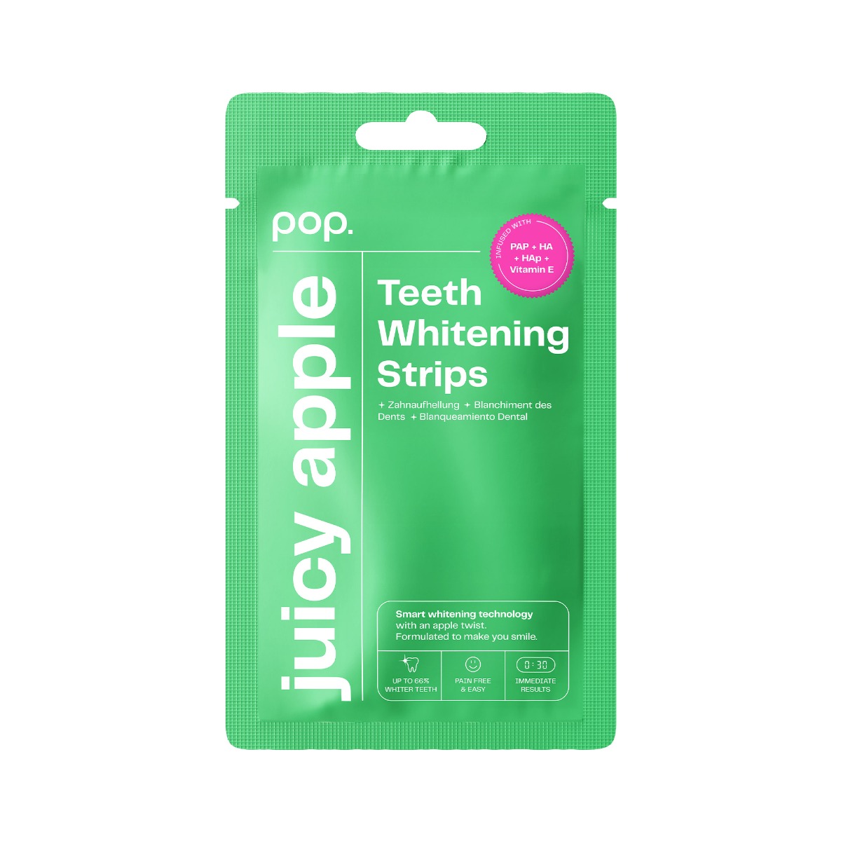 POP Juicy Apple bělicí pásky na zuby 7x2 ks jablečné