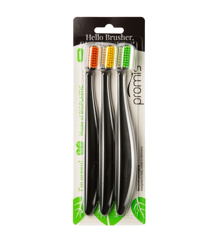 Promis Zubní kartáček Soft 3 ks Black