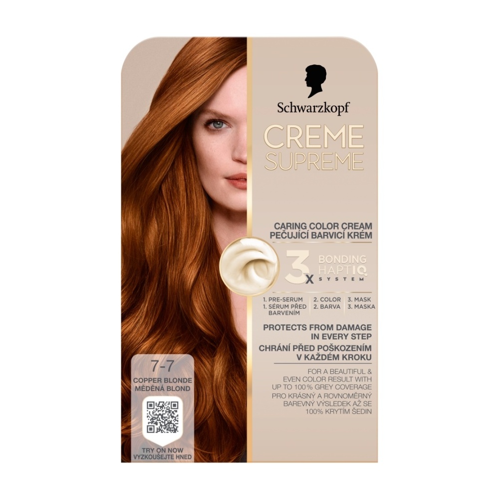 Schwarzkopf Creme Supreme 7-7 měděná blond barva na vlasy 60 ml