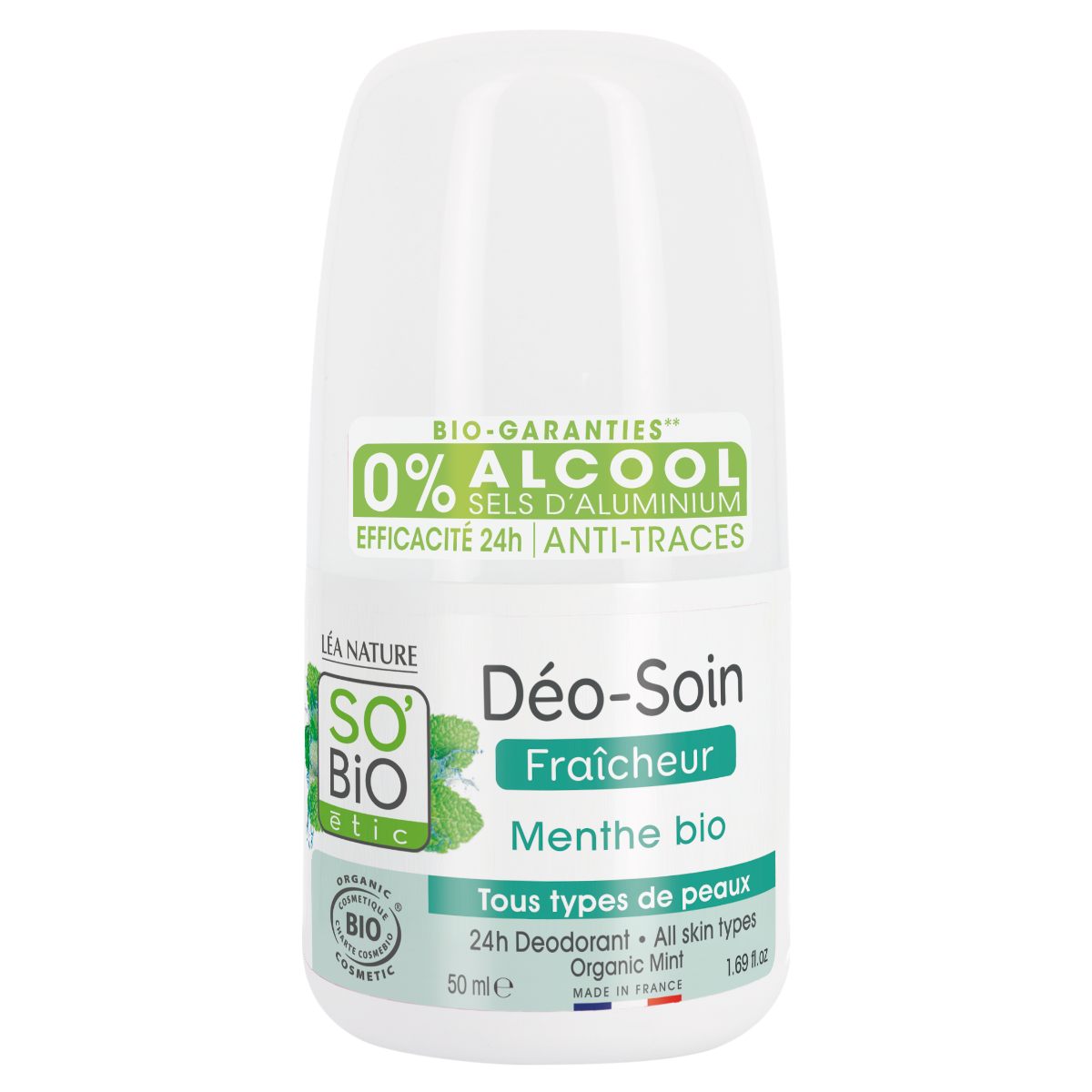 SO’BiO étic Osvěžující deodorant s mátou BIO roll-on 50 ml