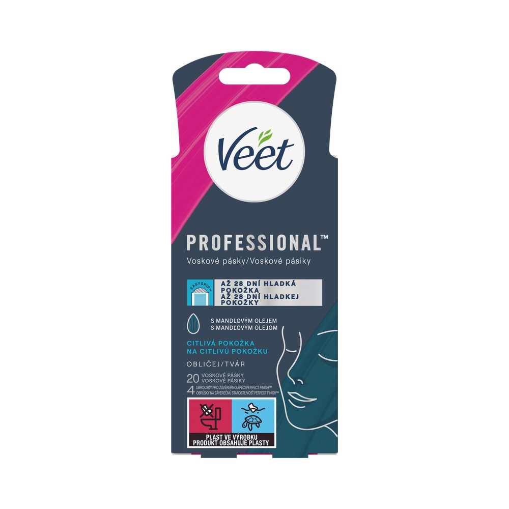 Veet Professional Studené voskové pásky na obličej pro citlivou pokožku 20 ks