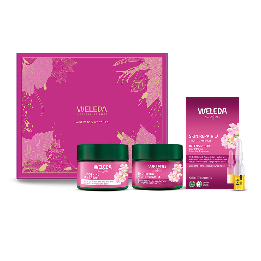 Weleda Brightening Face Care Wild Rose & White Tea dárkový set 3 ks