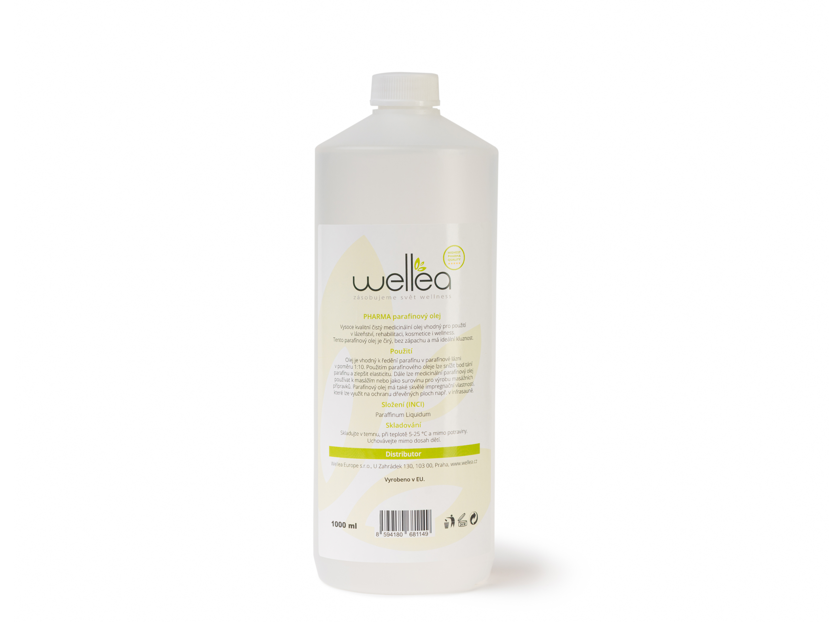 Wellea Europe Parafínový olej, 1 litr