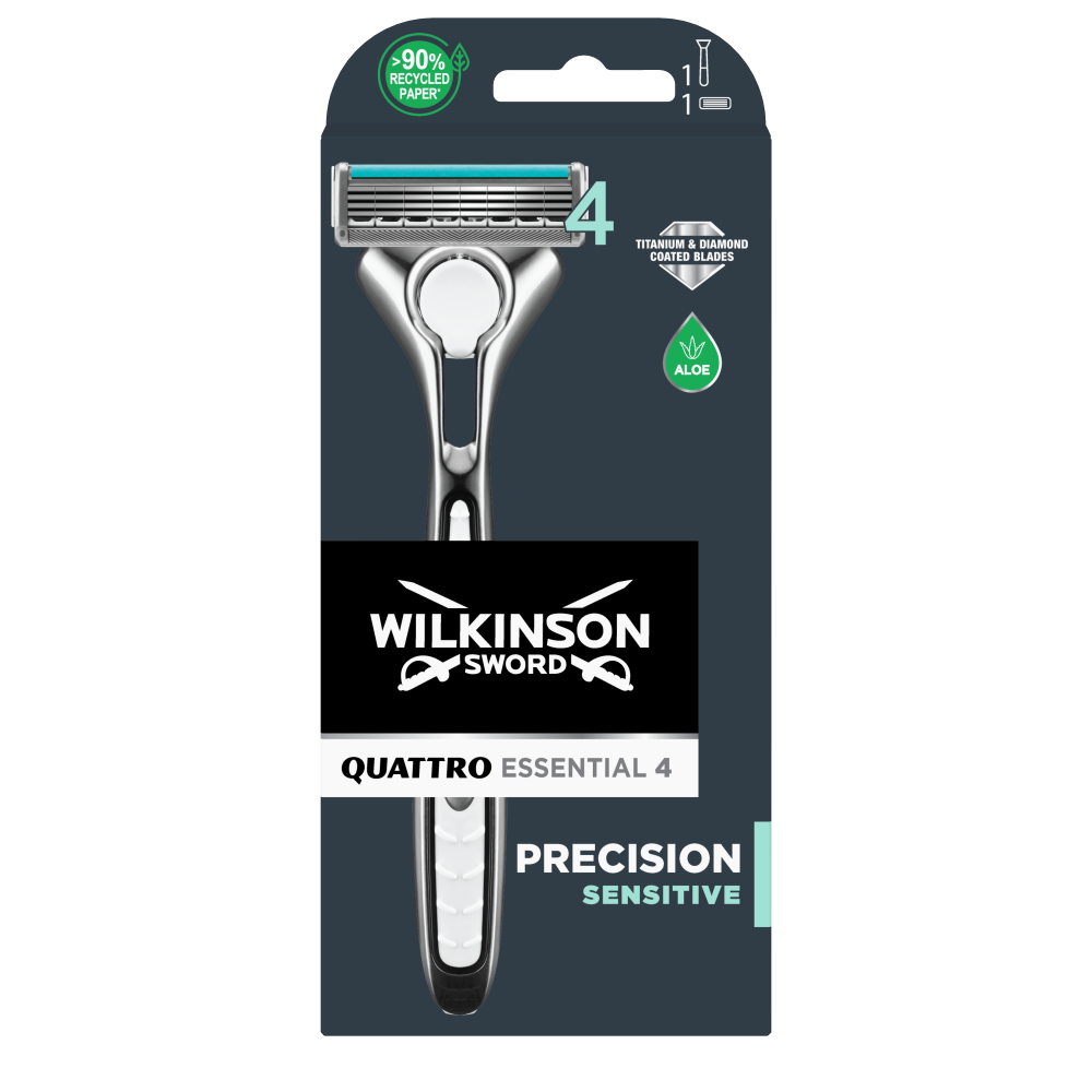 Wilkinson Quattro Essential Precision Sensitive 1-up holicí strojek + 1 náhradní hlavice
