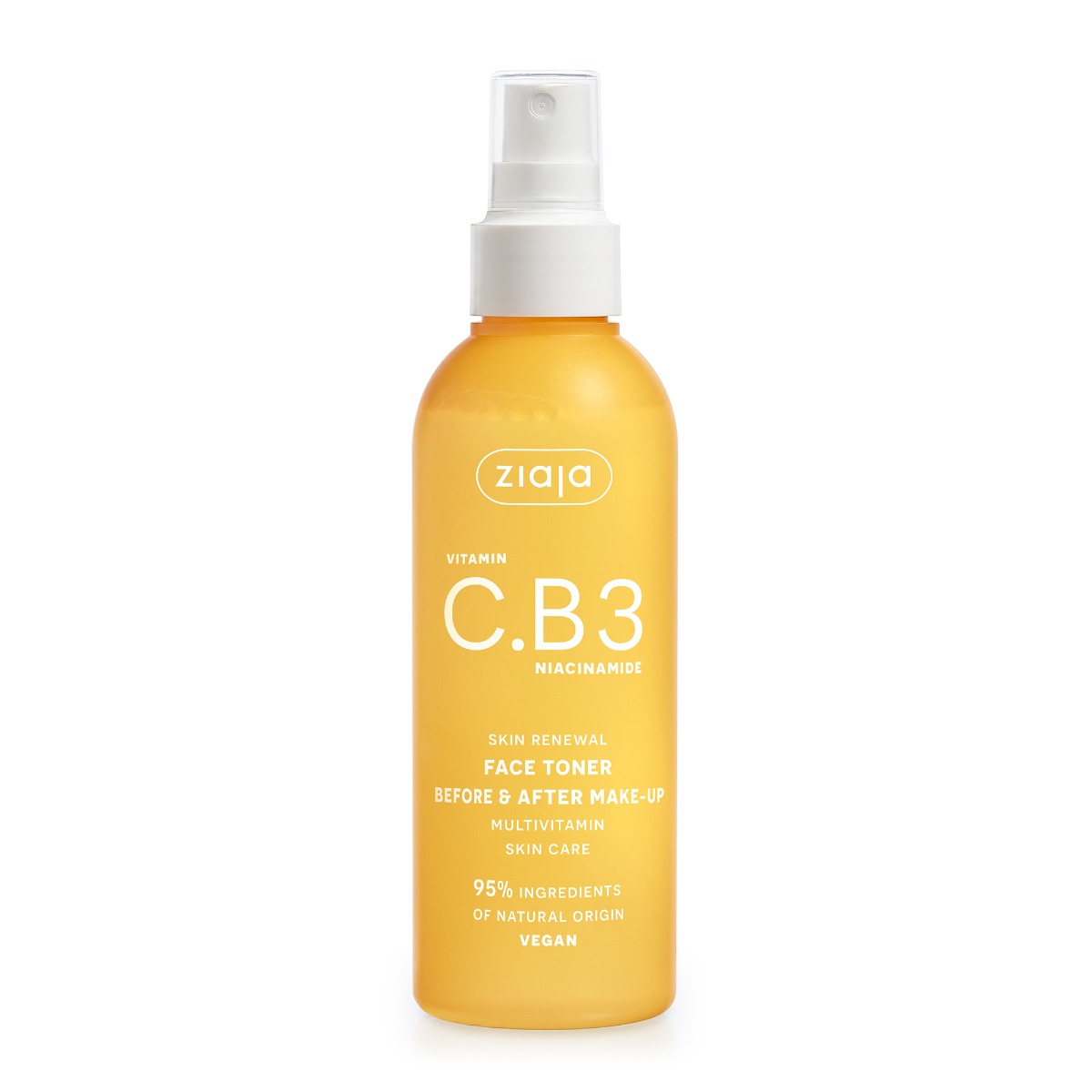Ziaja Vitamin C.B3 Niacinamide Pleťový tonik před a po nalíčení 190 ml