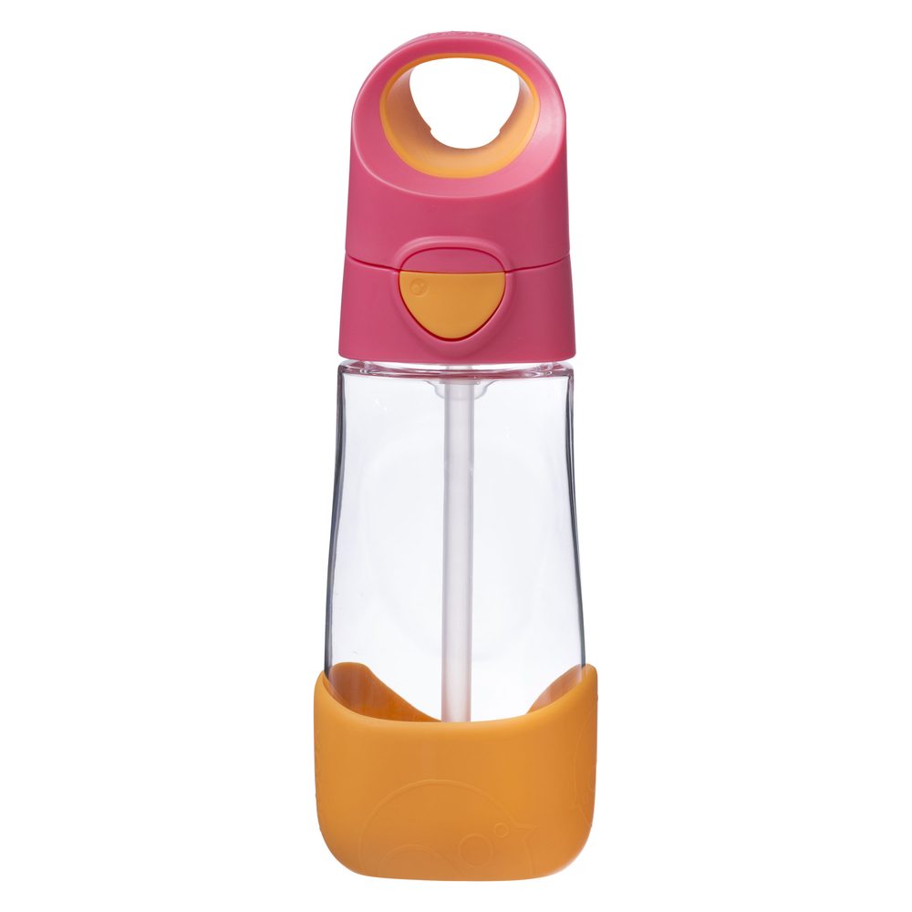 B.BOX Lahev na pití s brčkem 450 ml - růžová/oranžová