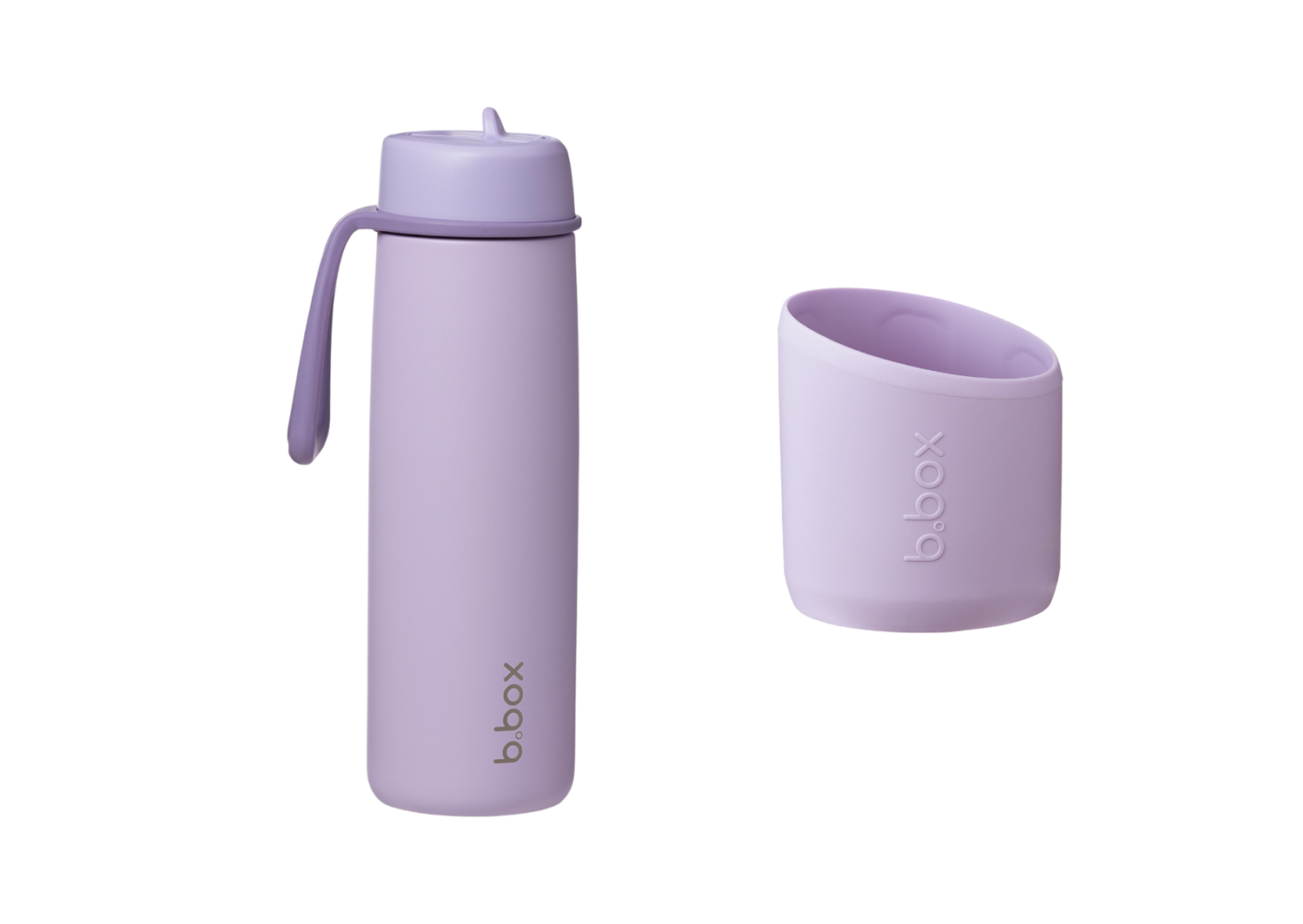 B.BOX Nerezová termolahev s brčkem 690 ml + Silikonový chránič - lilac love