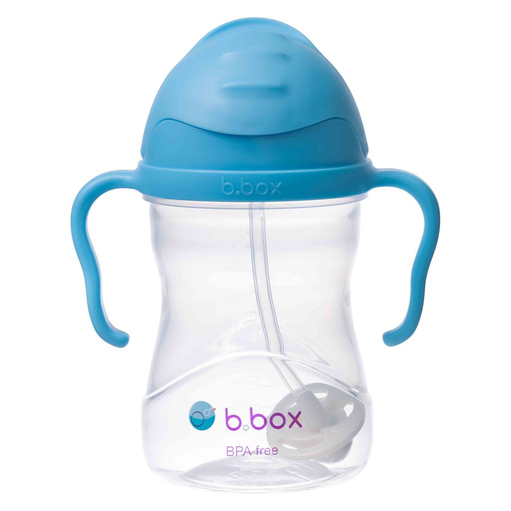B.BOX Nevylévací hrníček s brčkem a závažím, modrý, 240 ml