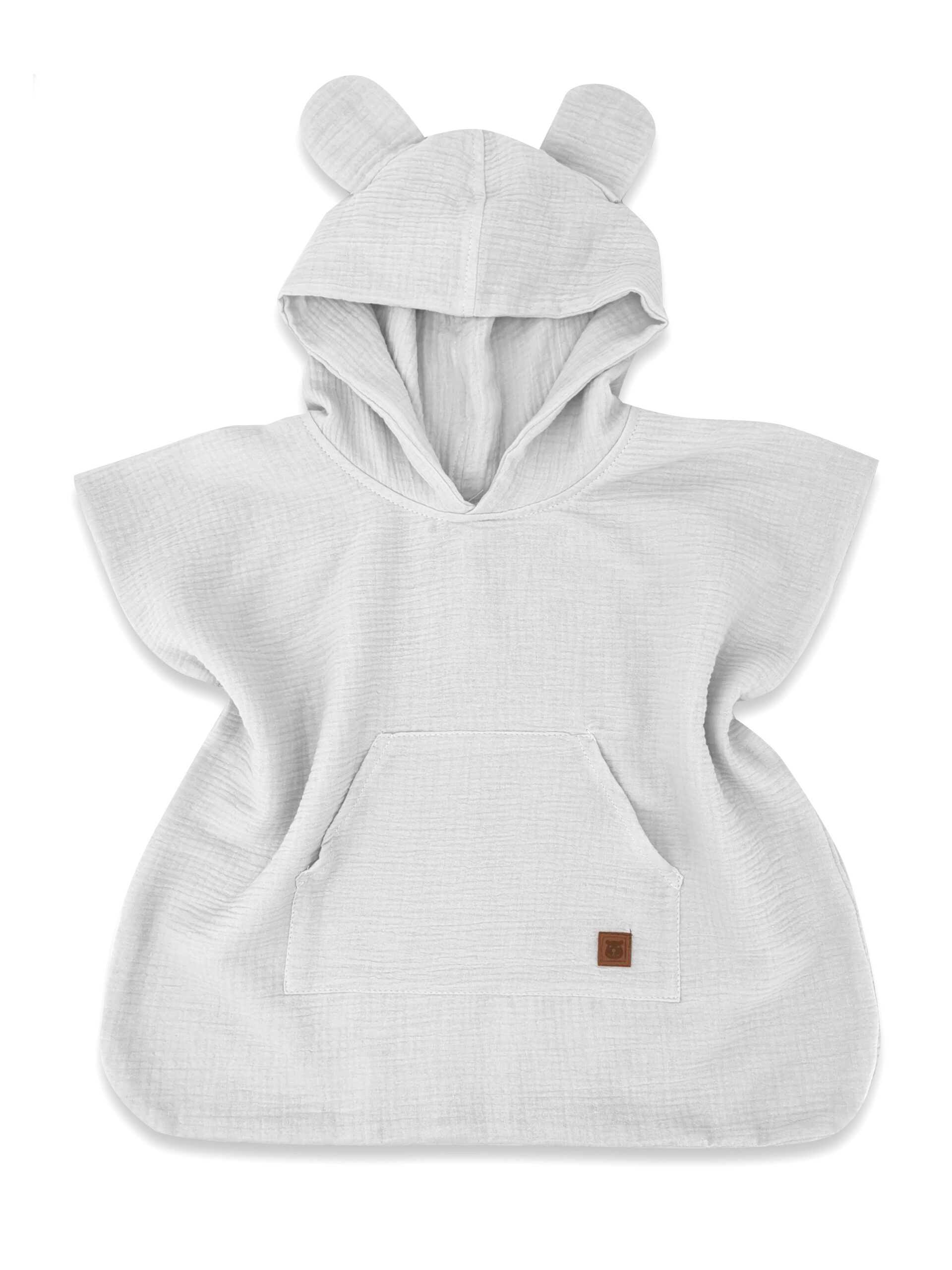 Baby Nellys Dětské mušelínové pončo lux s kapucí Teddy, rychleschnoucí, šedé