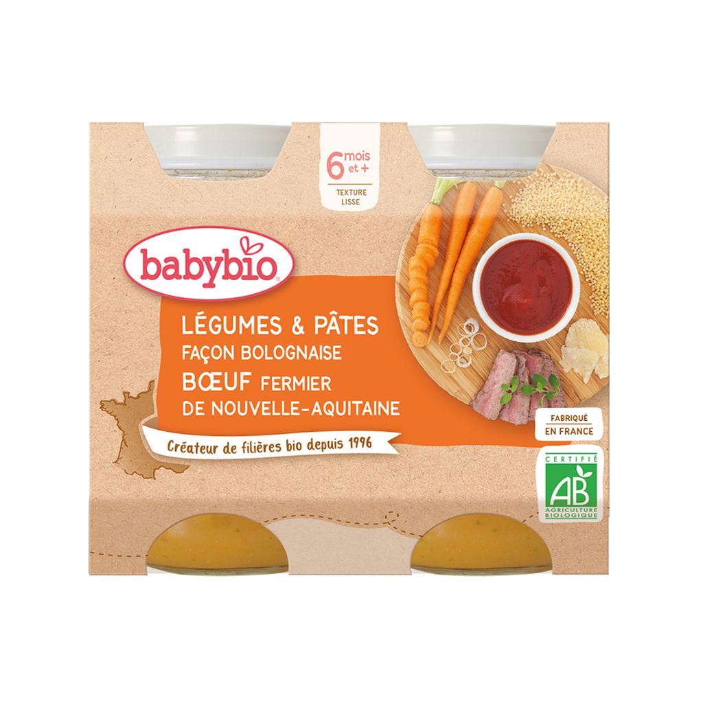 Babybio Boloňské těstoviny s farmářským hovězím masem 2x200 g
