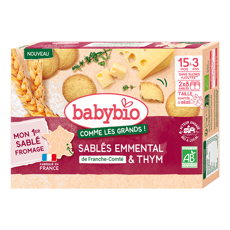 Babybio Křehké sušenky s ementálem a tymiánem 72 g