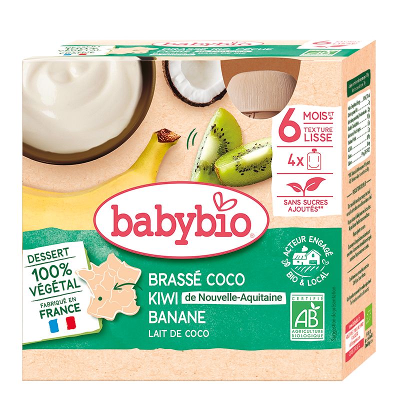 Babybio Svačinka s kokosovým mlékem kiwi a banán 4x85 g