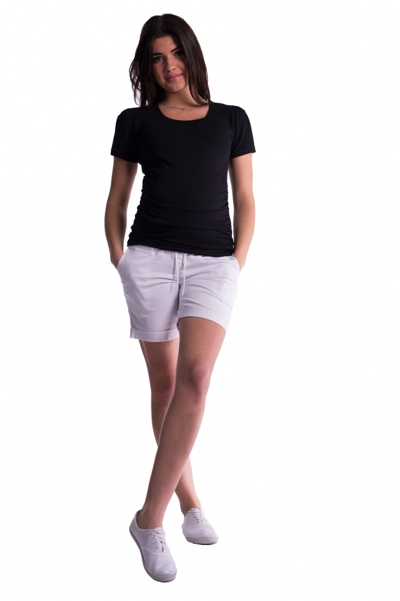 bemaamaa Těhotenské kraťasy s elastickým pásem - bílé, vel. XXL