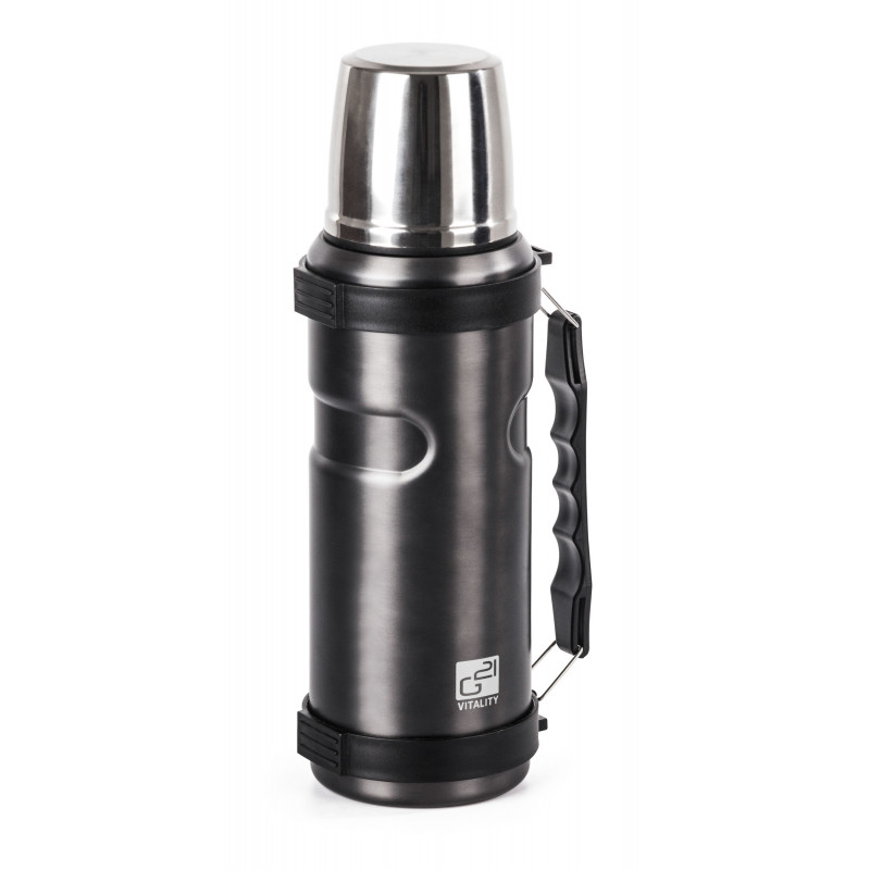 G21 Termoska na pití 1000 ml, ocelově šedá s rukojetí