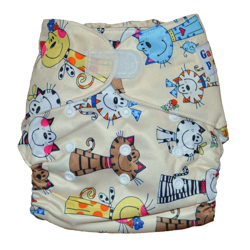 GaGa's pleny Látková plena AIO Kočky na suchý zip