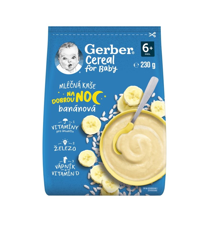 Gerber Cereal Mléčná kaše na dobrou noc banánová 6m+ 230 g