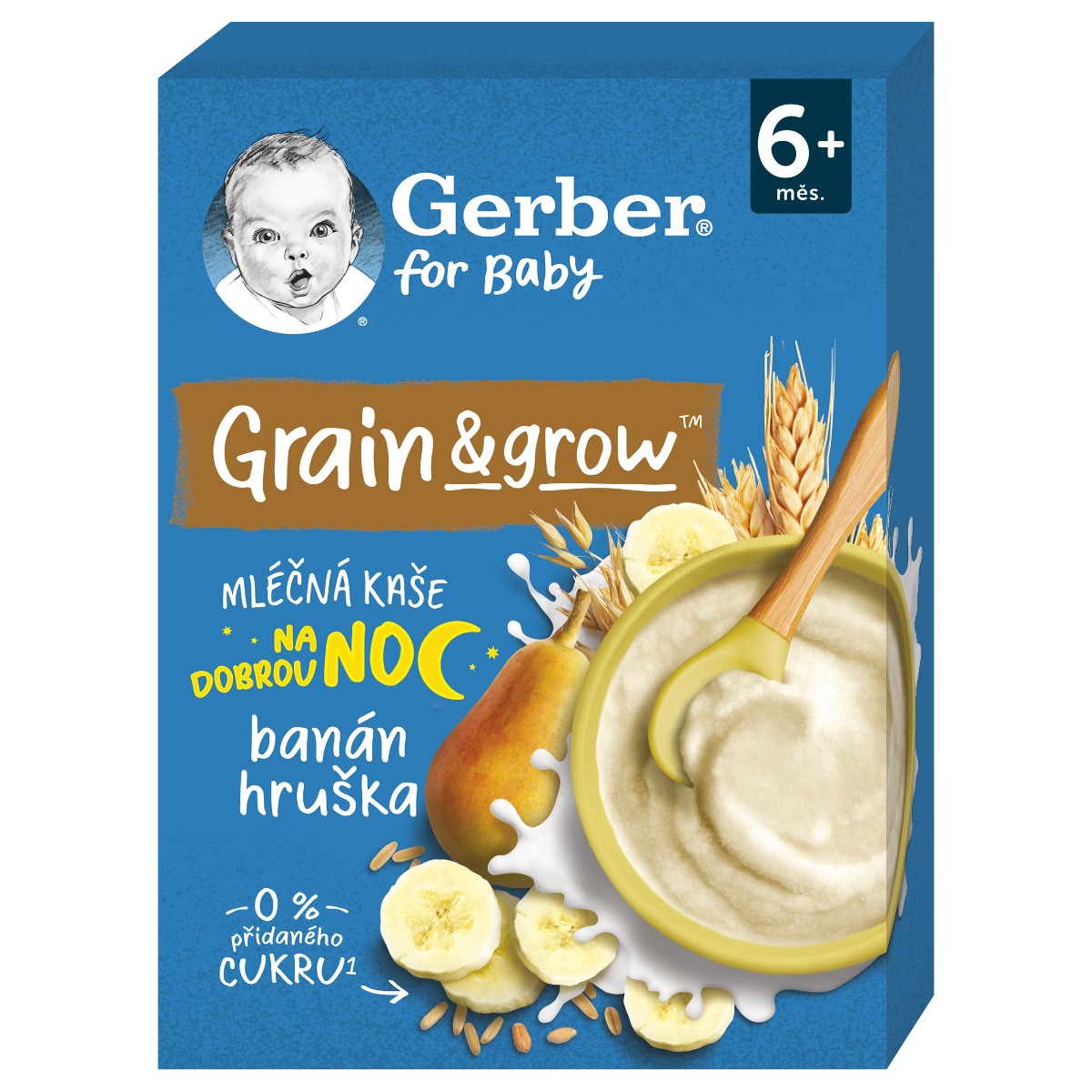 Gerber Mléčná kaše pšenično-ovesná banán a hruška 200 g