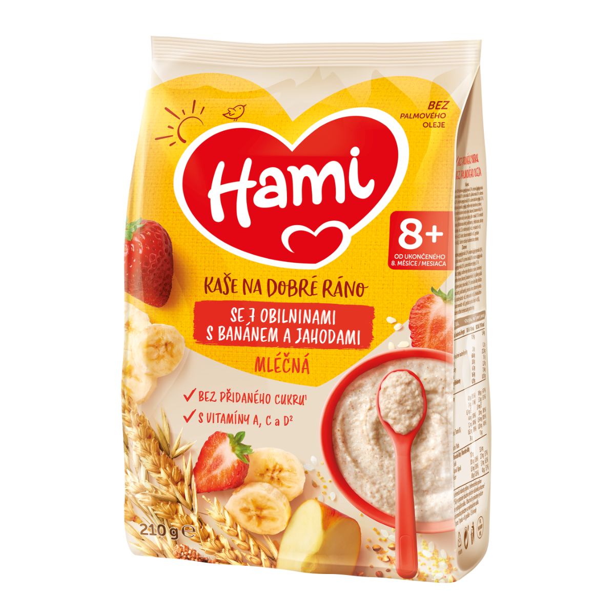 Hami Mléčná kaše na dobré ráno se 7 obilninami, banánem a jahodami 210 g