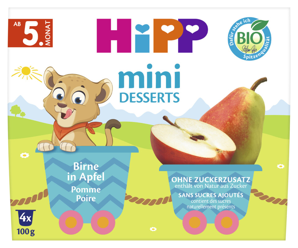 Hipp BIO Mini dezert Jablka s hruškami 4x100 g