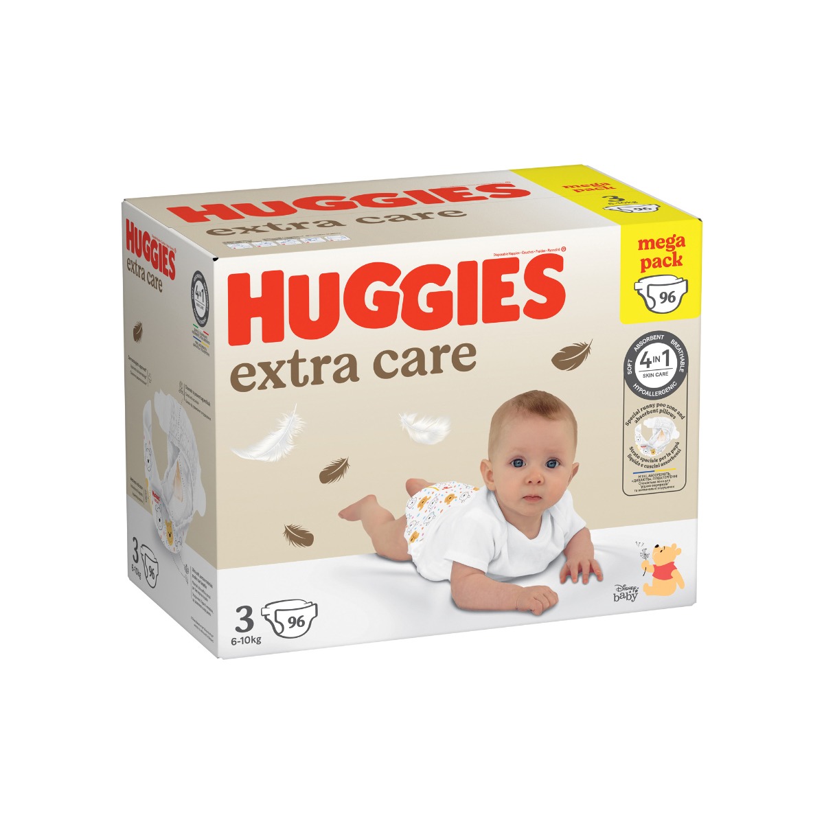 Huggies Extra Care 3 6–10 kg dětské pleny 96 ks box