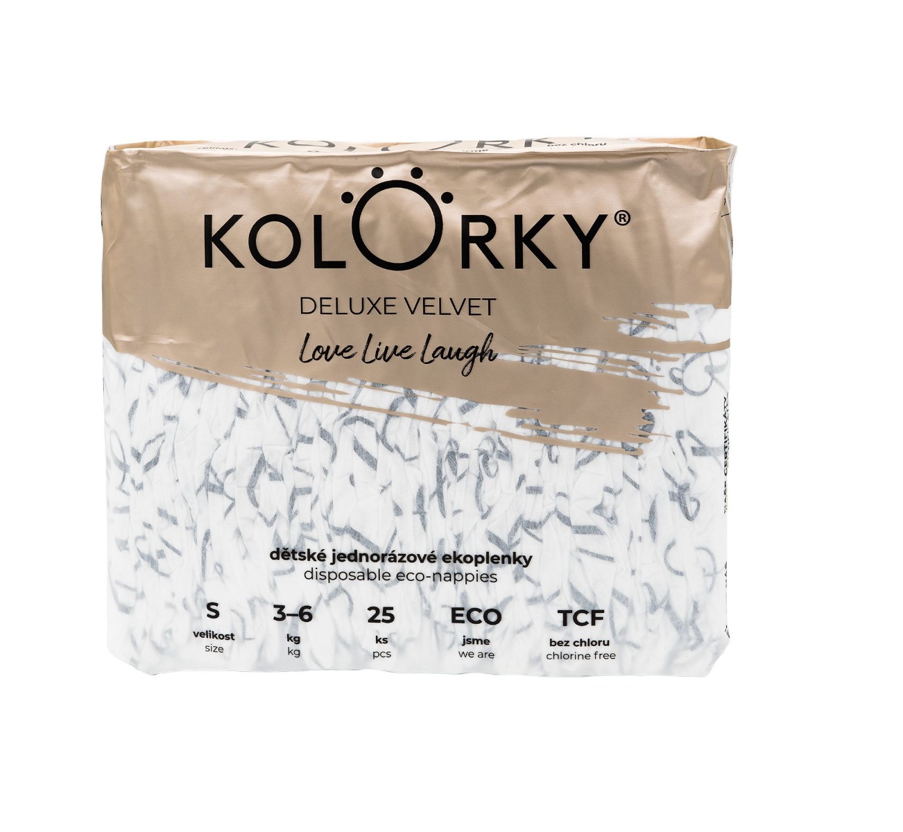 KOLORKY Jednorázové eko plenky se sametovým povrchem vel. S 3-6 kg 25 ks