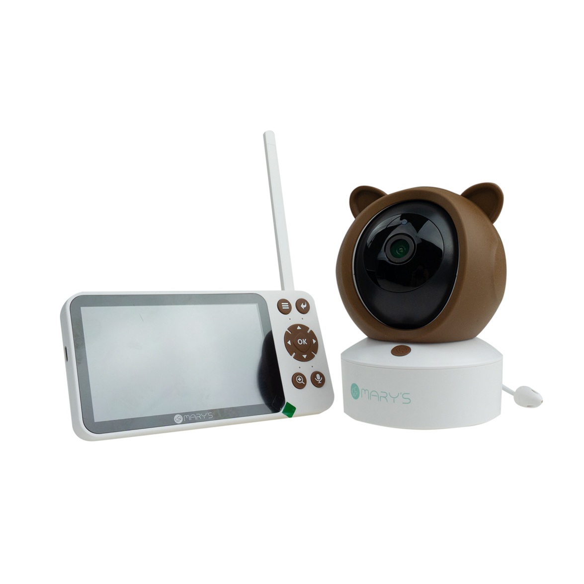 MARY’S Dětská chůvička 2v1 s kamerou a LCD displejem, s WiFi / TUYA - medvídek, hnědá