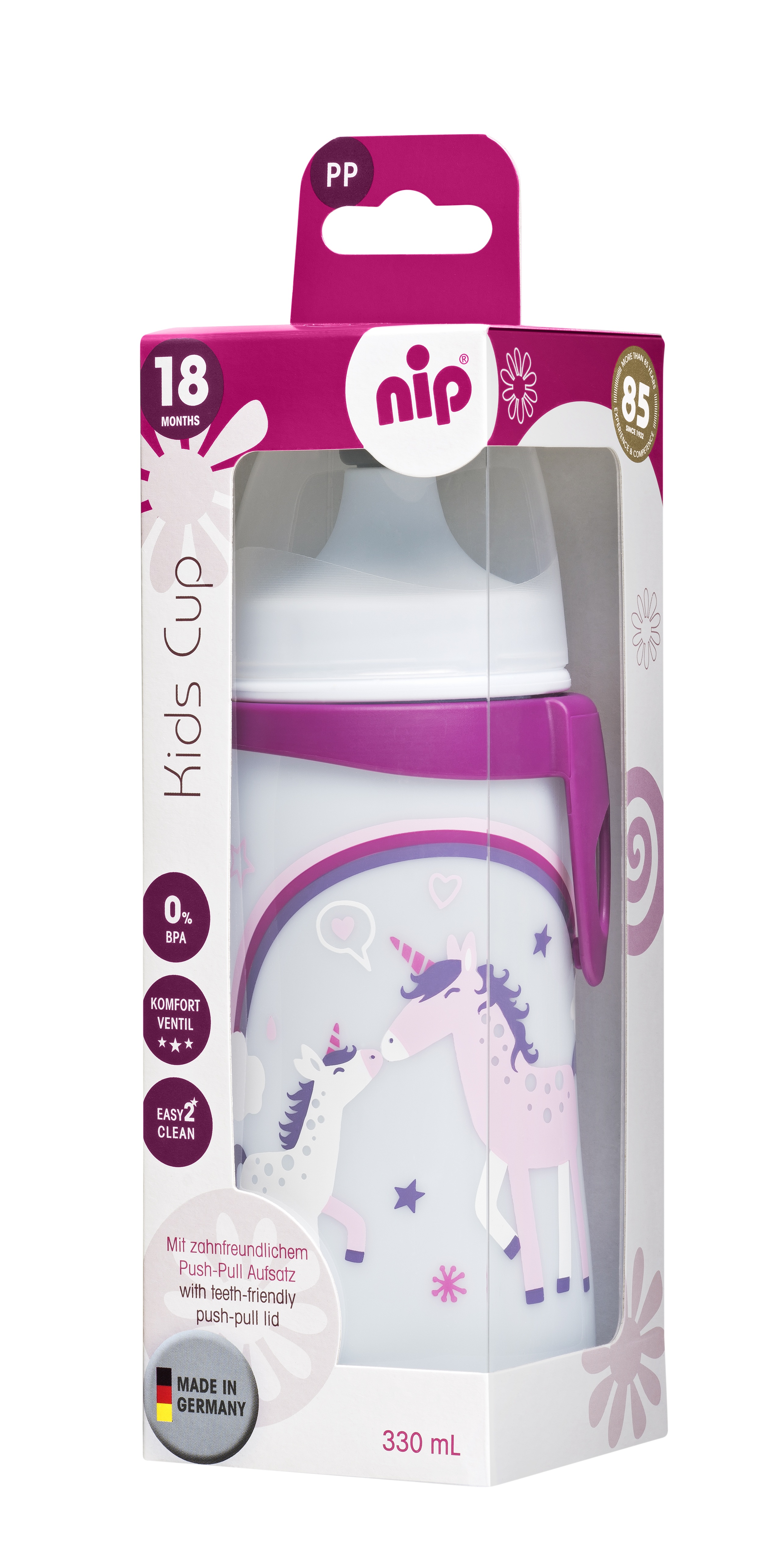 nip Kids cup láhev s pítkem PP, 330ml, holka