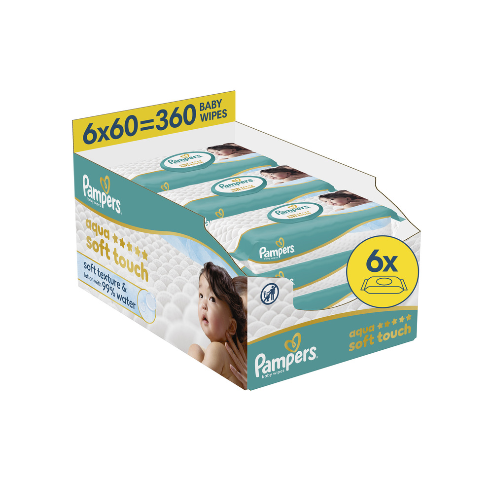 Pampers 99 % Water dětské čisticí ubrousky 6x60 ks