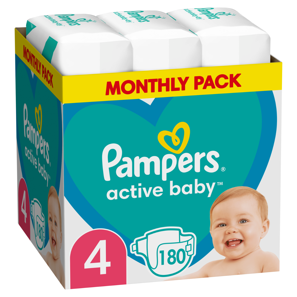 Pampers Active Baby vel. 4 Monthly Pack 9-14 kg dětské pleny 180 ks