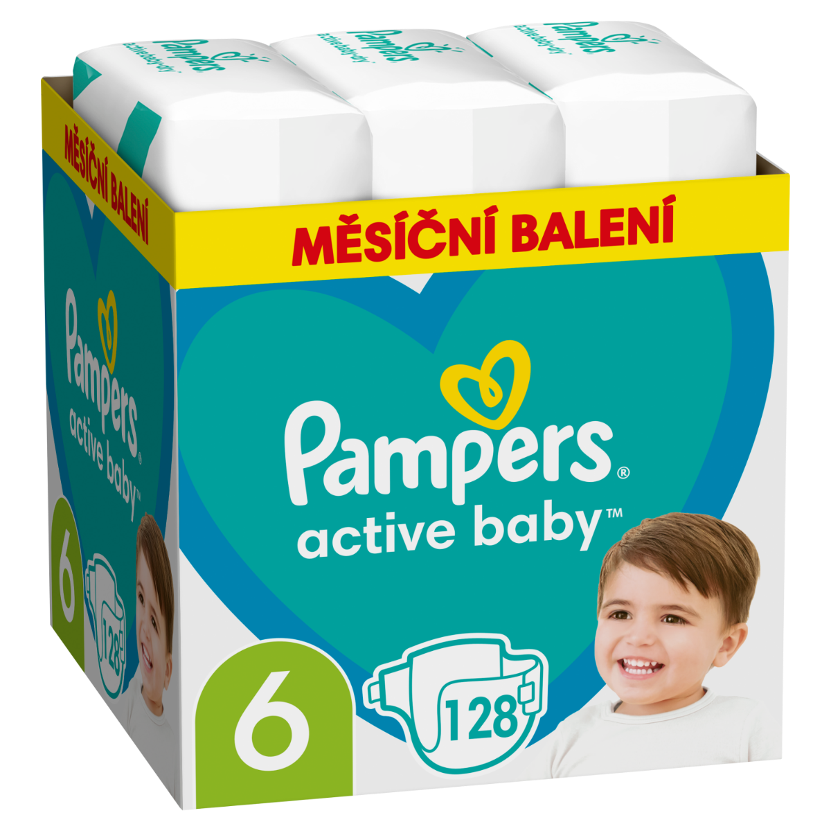 Pampers Active Baby vel. 6 Monthly Pack 13-18 kg dětské pleny 128 ks