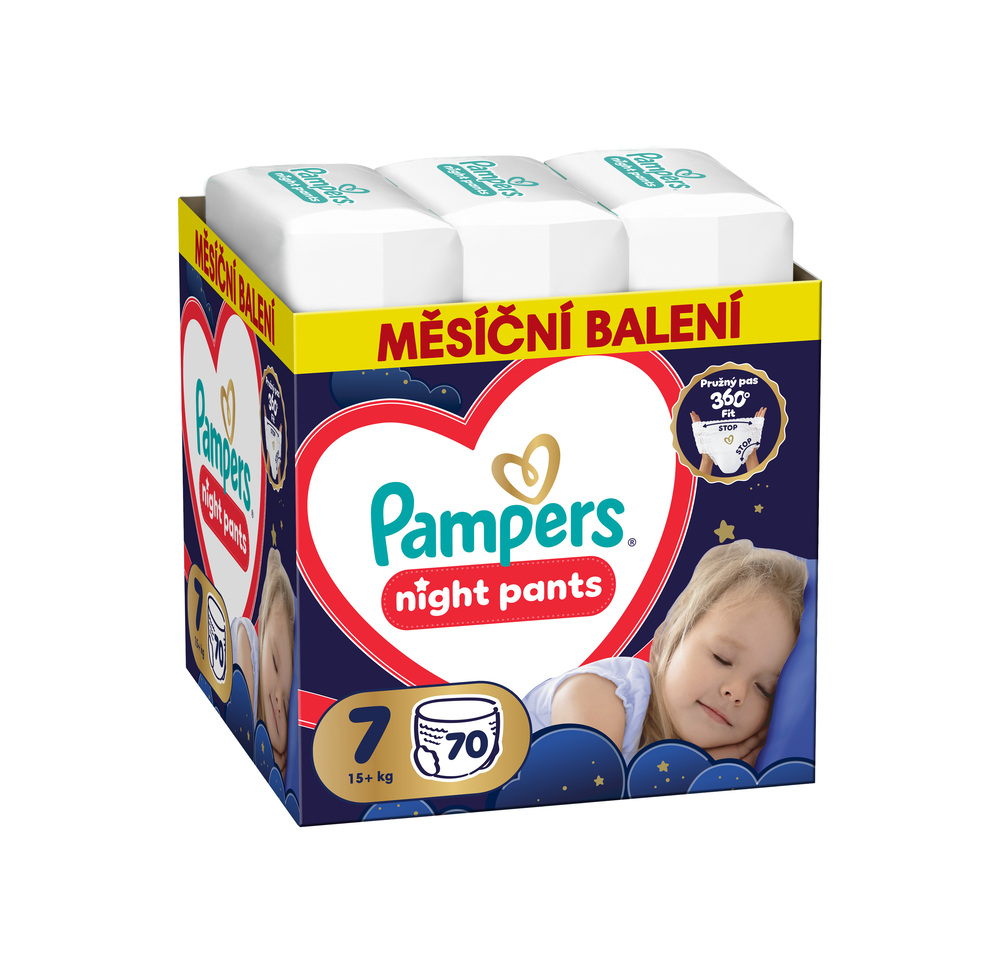 Pampers Night Pants vel. 7 15+ kg dětské plenkové kalhotky 70 ks