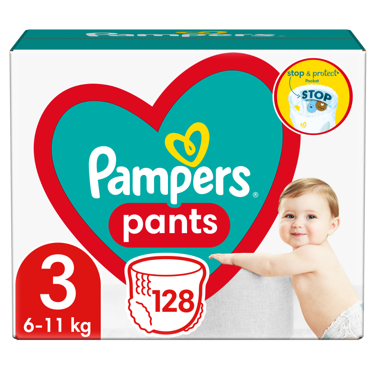 Pampers Pants vel. 3 Mega Pack 6-11 kg plenkové kalhotky 128 ks