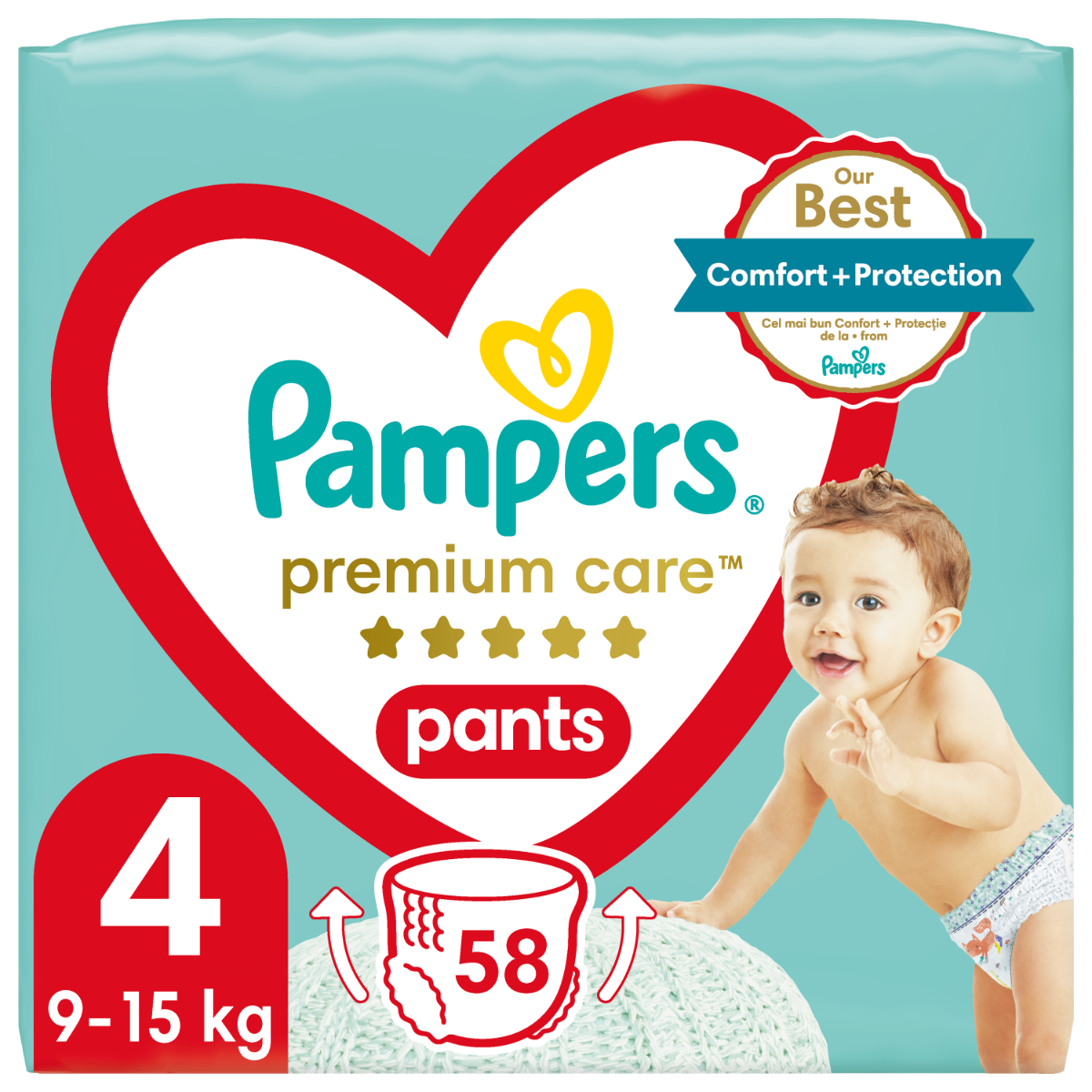 Pampers Premium Care Pants vel. 4 dětské plenkové kalhotky 58 ks